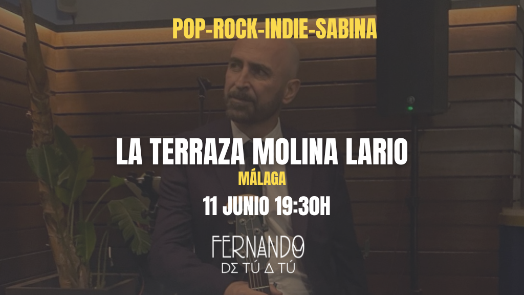 Fernando de Tú a Tú actuando como cantante en Málaga en la terraza del Hotel Molina Lario.